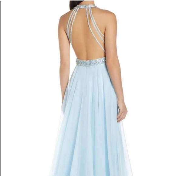 Mac Duggal NEW Beaded Halter Chiffon A-Line Gown 6 bABY blue Prom Formal dress - Picture 3 of 8